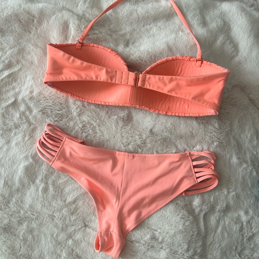 Peach Ruched Bikini Set - Picture 6 of 9